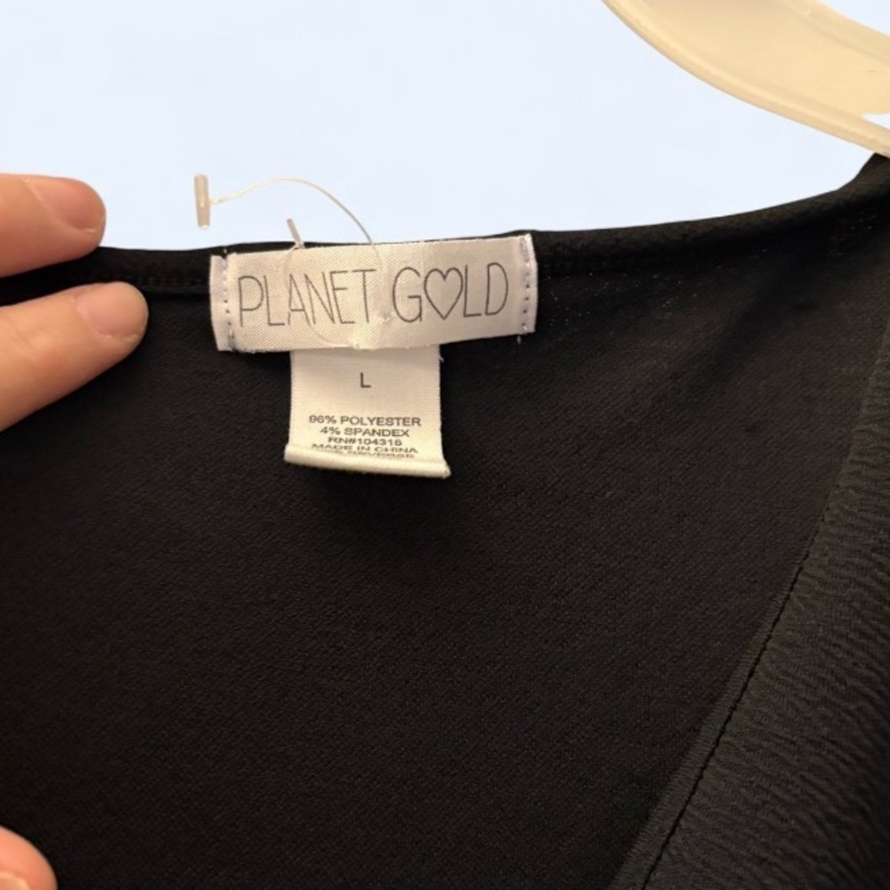 Planet Gold Black Wrap Front Sleeveless Dress Size Large - Picture 4 of 4